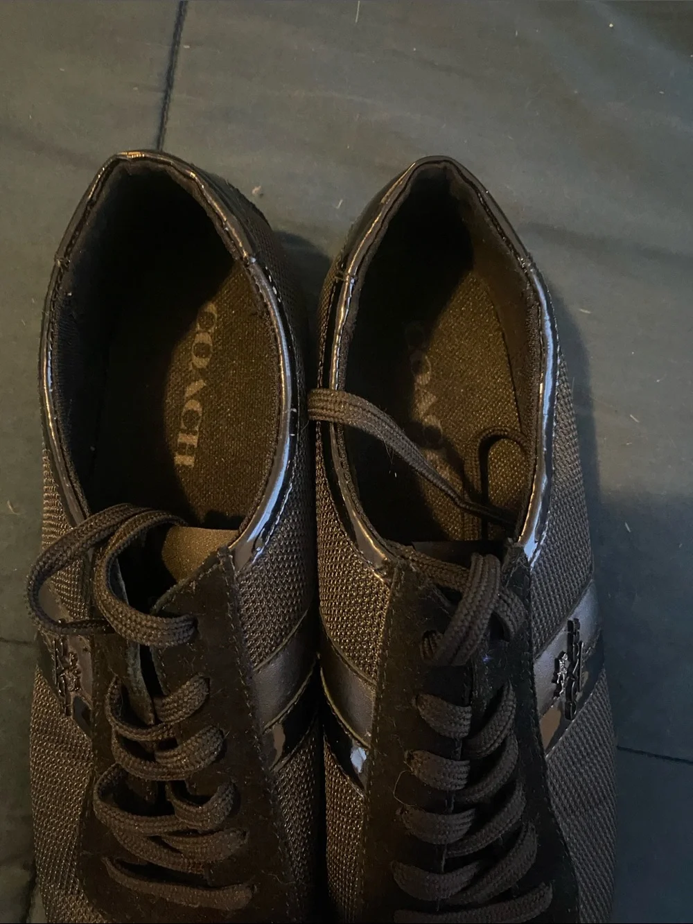 Coach Men's Black Lace-Up Low-Profile Sneakers with White Trim - Picture 4 of 6